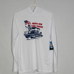 NWT Vapor Apparel White Long Sleeve Swim Shirt Man On the Toon Sz Small USA